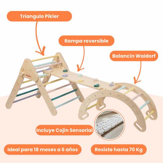 Set Pikler 4 en 1 de Madera – Circuito de Motricidad