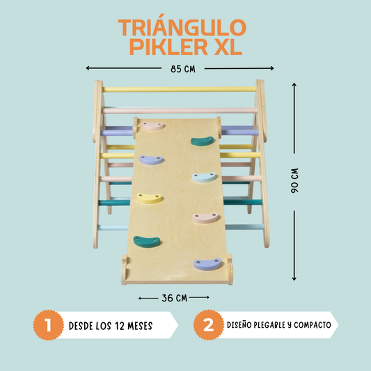 Triángulo de Pikler XL con Rampa Reversible- ¡La Aventura en Casa Comienza Aquí!