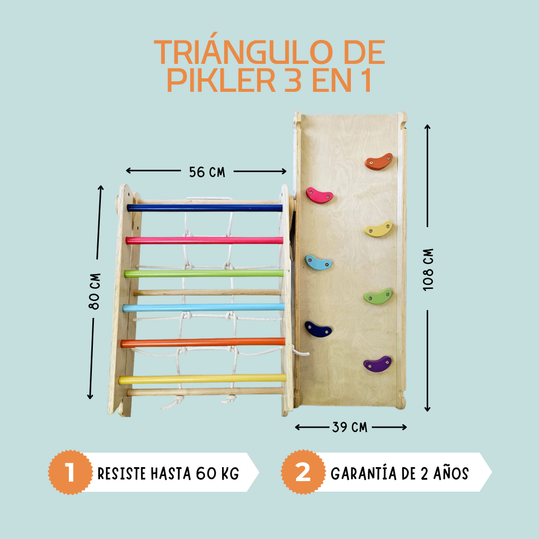 Triángulo de pikler con rampa 3 en 1 - explora, juega y crea.