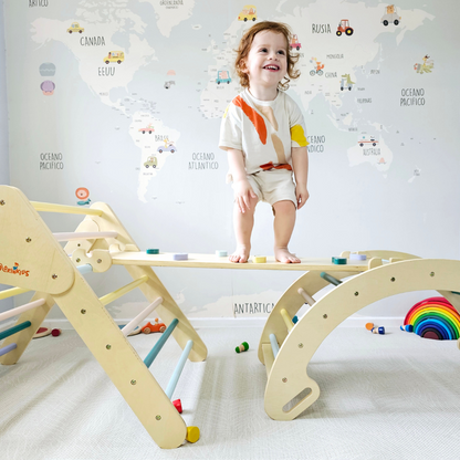 Set Pikler 4 en 1 de Madera – Circuito de Motricidad
